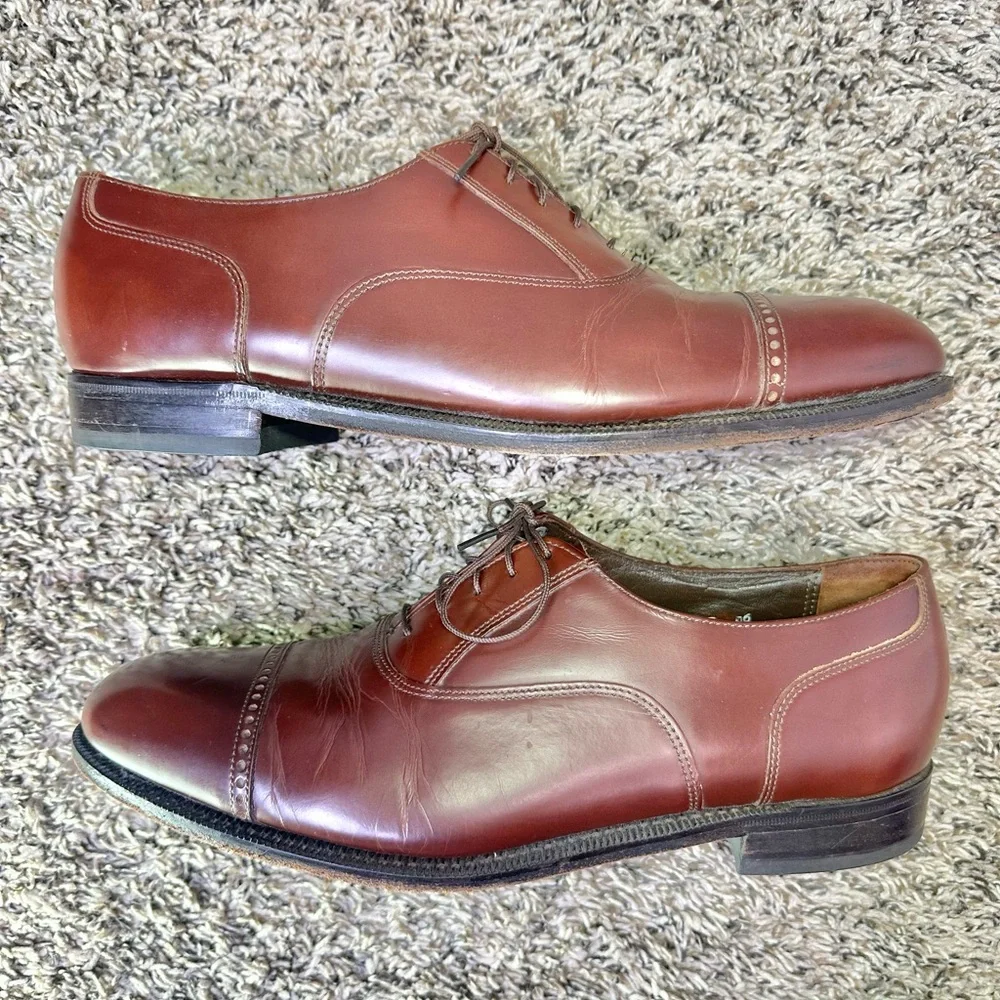 Florsheim Cap Toe Oxford Dress Shoes Men Size 10.5 Brown Formal Old Money‎